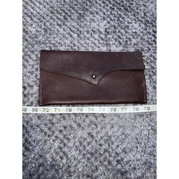 Brown Nobuck Leather Envelope Fold over Wallet Bag - Picture 9 of 10